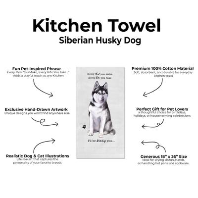 Show full view: E&S PETS Siberian Husky Cotton Kitchen Towel slide 2 of 6