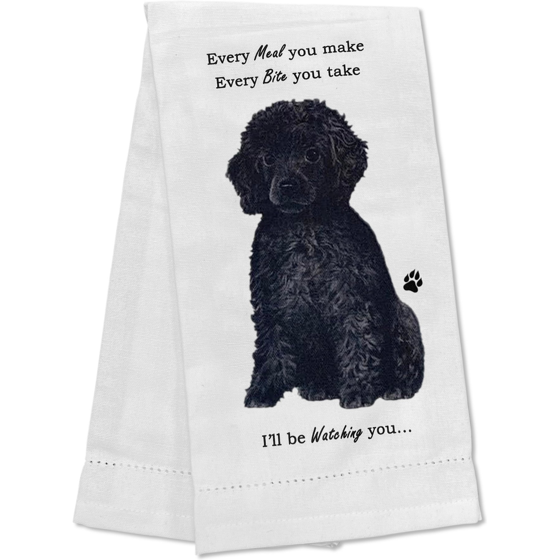 E&S PETS Black Poodle Cotton Kitchen Towel