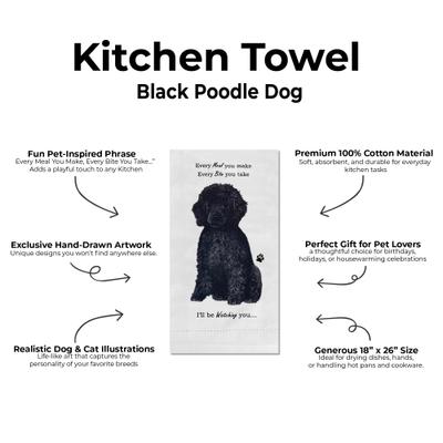 Show full view: E&S PETS Black Poodle Cotton Kitchen Towel slide 2 of 6
