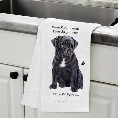 Show full view: E&S PETS Black Pug Cotton Kitchen Towel slide 5 of 6