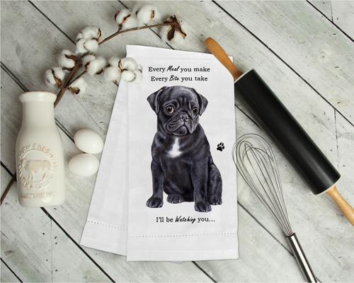 Show full view: E&S PETS Black Pug Cotton Kitchen Towel slide 3 of 6
