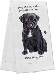 E&S PETS Black Pug Cotton Kitchen Towel