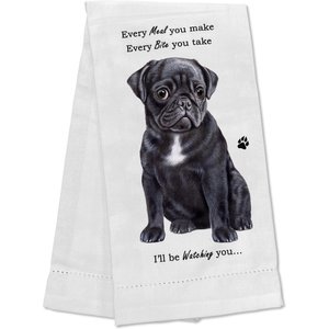 E&S PETS Black Pug Cotton Kitchen Towel
