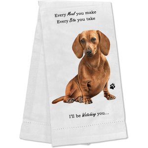 E&S PETS Dachshund Cotton Kitchen Towel, Red