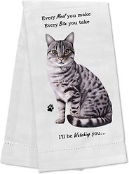E&S PETS Silver Tabby Cat Cotton Kitchen Towel