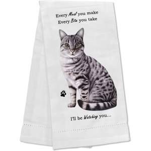 E&S PETS Silver Tabby Cat Cotton Kitchen Towel