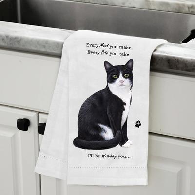 Show full view: E&S PETS Black & White Cat Cotton Kitchen Towel slide 5 of 6