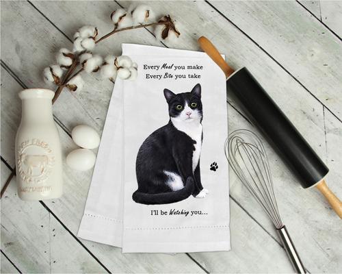 Show full view: E&S PETS Black & White Cat Cotton Kitchen Towel slide 3 of 6