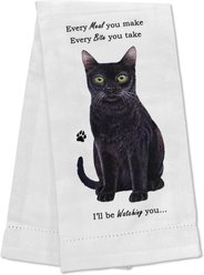 E&S PETS Black Cat Cotton Kitchen Towel