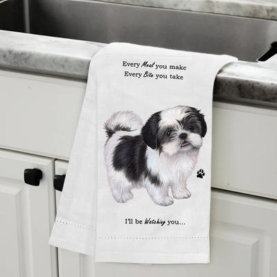 Show full view: E&S PETS Shih Tzu Black & White Puppy Cut Cotton Kitchen Towel slide 5 of 6