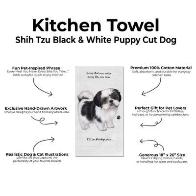 Show full view: E&S PETS Shih Tzu Black & White Puppy Cut Cotton Kitchen Towel slide 2 of 6