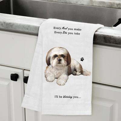 Show full view: E&S PETS Shih Tzu Tan & White Puppy Cut Cotton Kitchen Towel slide 5 of 6