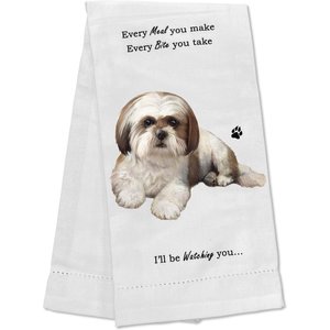 E&S PETS Shih Tzu Tan & White Puppy Cut Cotton Kitchen Towel