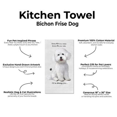 Show full view: E&S PETS Bichon Frise Cotton Kitchen Towel slide 2 of 6