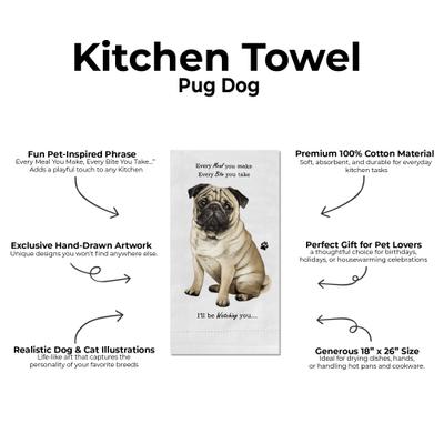 Show full view: E&S PETS Pug Cotton Kitchen Towel slide 2 of 6