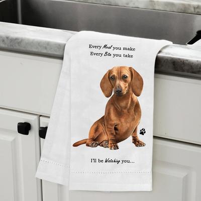 Show full view: E&S PETS Dachshund Cotton Kitchen Towel, Red slide 5 of 6