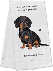 E&S PETS Dachshund Cotton Kitchen Towel, Black