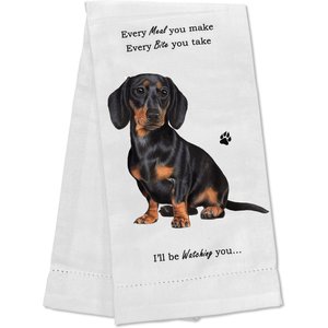 E&S PETS Dachshund Cotton Kitchen Towel, Black