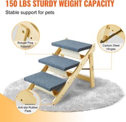 jansno Natural 2-in-1 Foldable Wooden Dog Stairs & Ramp, Natural, 3 steps slide 2 of 6