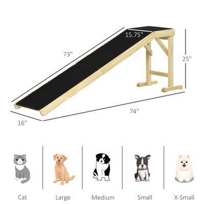 Show full view: jansno Non-Slip Carpet & Top Platform Wooden Dog Ramp, Natural slide 4 of 8