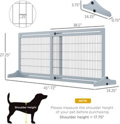 jansno Extra Wide Adjustable Freestanding Wooden Dog & Cat Gate, Blue/Grey slide 2 of 6