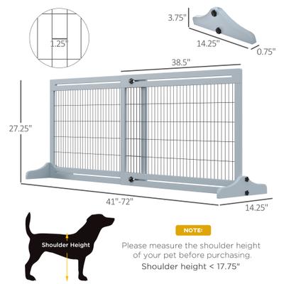 Show full view: jansno Extra Wide Adjustable Freestanding Wooden Dog & Cat Gate, Blue/Grey slide 2 of 6