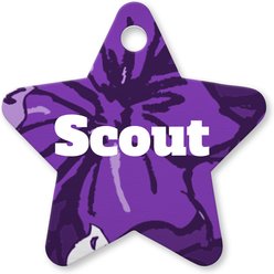 Buckle-Down Hibiscus Collage Personalized Aluminum Star Shaped Dog ID Tag, Small slide 2 of 5