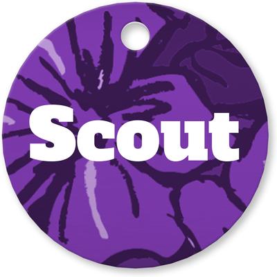 Show full view: Buckle-Down Hibiscus Collage Personalized Aluminum Circle Shaped Dog ID Tag, Large slide 2 of 5