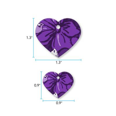 Show full view: Buckle-Down Hibiscus Collage Personalized Aluminum Heart Shaped Dog ID Tag, Large slide 5 of 5