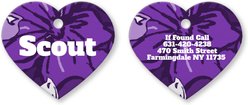 Buckle-Down Hibiscus Collage Personalized Aluminum Heart Shaped Dog ID Tag, Large