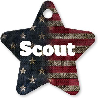 Show full view: Buckle-Down Vintage US Flag Personalized Aluminum Star Shaped Dog ID Tag, Large slide 2 of 5