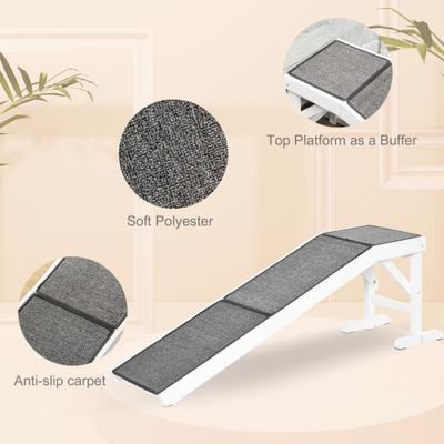 Show full view: jansno Non-Slip Carpet & Top Platform Wooden Pet Bed Ramp, White slide 7 of 8