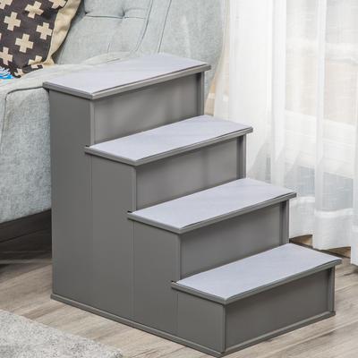 Show full view: jansno Cushioned Removable Covering Wooden Dog & Cat Stairs, Gray slide 2 of 6