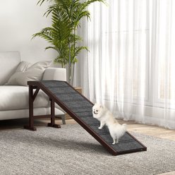 jansno Non-Slip Carpet & Top Platform Wooden Dog Ramp, Brown