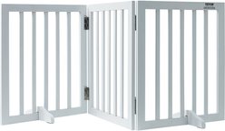 jansno 3 Panels Foldable Wide & Narrow Passageways, Expandable Wooden Dog Gate, White