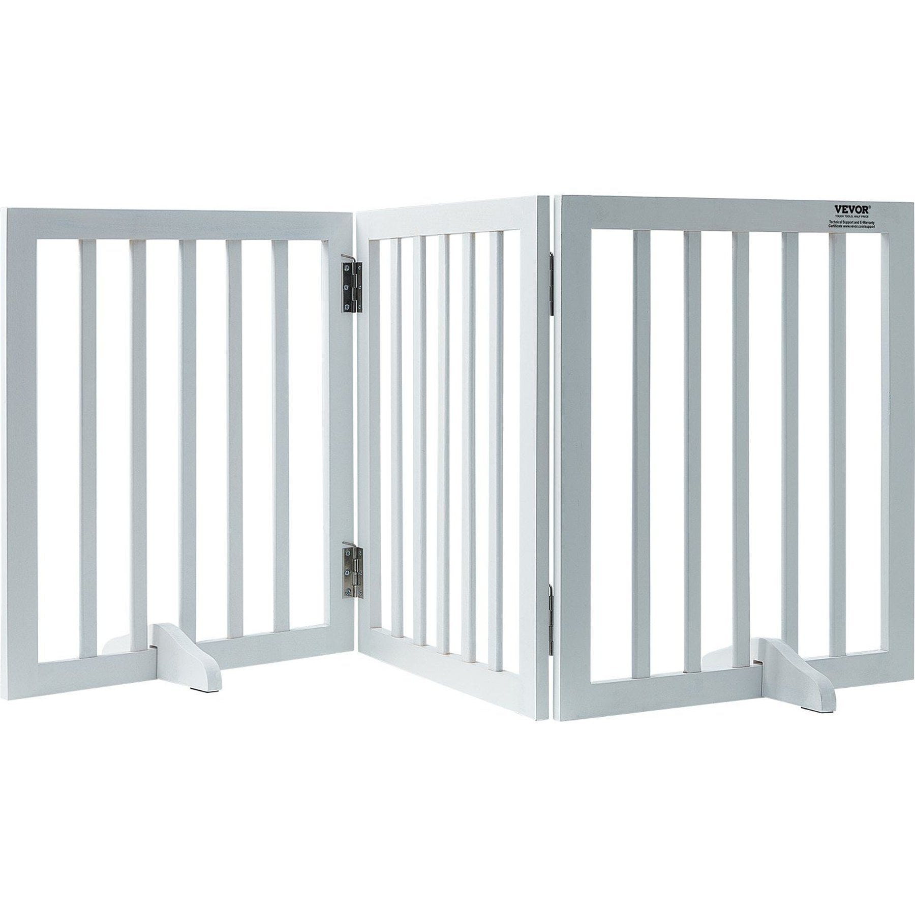 jansno 3 Panels Foldable Wide & Narrow Passageways, Expandable Wooden Dog Gate, White