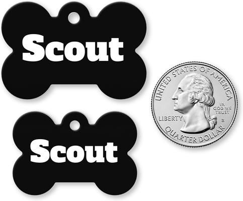 Show full view: Buckle-Down Custom Color Personalized Aluminum Bone Shaped Dog ID Tag, Large slide 4 of 5