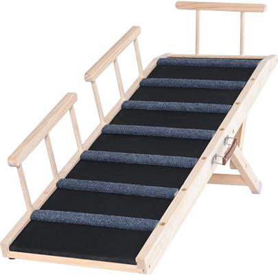 Show full view: jansno 6-Level Adjustable Folding Wooden Pet Ramp, Natural slide 4 of 6