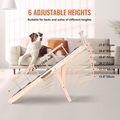 Show full view: jansno 6-Level Adjustable Folding Wooden Pet Ramp, Natural slide 5 of 6