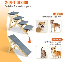 jansno 2-in-1 Foldable Wooden Dog Stairs & Ramp, Natural, 4 steps slide 2 of 6
