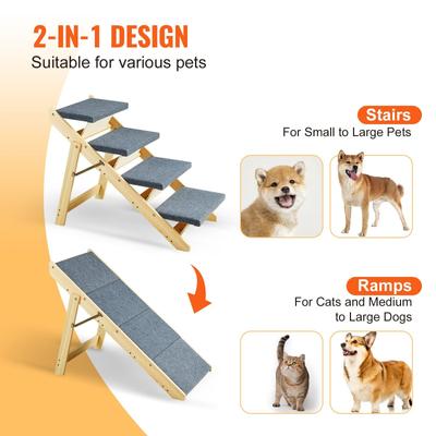 Show full view: jansno 2-in-1 Foldable Wooden Dog Stairs & Ramp, Natural, 4 steps slide 7 of 7
