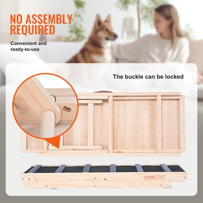 Show full view: jansno 6-Level Adjustable Folding Wooden Dog Ramp, Natural slide 4 of 6