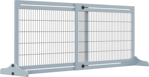 Show full view: jansno Extra Wide Adjustable Freestanding Wooden Dog & Cat Gate, Blue/Grey slide 4 of 6