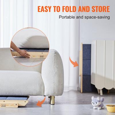 Show full view: jansno Natural 2-in-1 Foldable Wooden Dog Stairs & Ramp, Natural, 3 steps slide 3 of 6