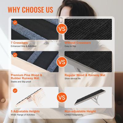 Show full view: jansno 5-Level Adjustable Folding Wooden Dog Ramp, Natural slide 2 of 6