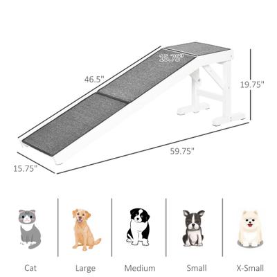 Show full view: jansno Non-Slip Carpet & Top Platform Wooden Pet Bed Ramp, White slide 5 of 8