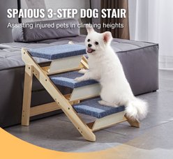 jansno Natural 2-in-1 Foldable Wooden Dog Stairs & Ramp, Natural, 3 steps