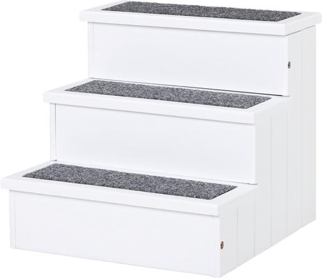 Show full view: jansno Carpeted Non Slip Wooden Dog & Cat Stairs Ramp, White slide 5 of 5