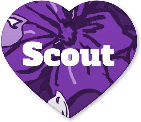 Show full view: Buckle-Down Hibiscus Collage Personalized Aluminum Heart Shaped Dog ID Tag, Large slide 2 of 5