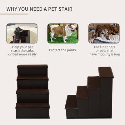 Show full view: jansno Cushioned Removable Covering Wooden Dog & Cat Stairs, Brown slide 6 of 7